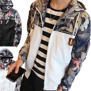 Floral Men Thin Windbreaker Jacket Qing Yuan Shui
